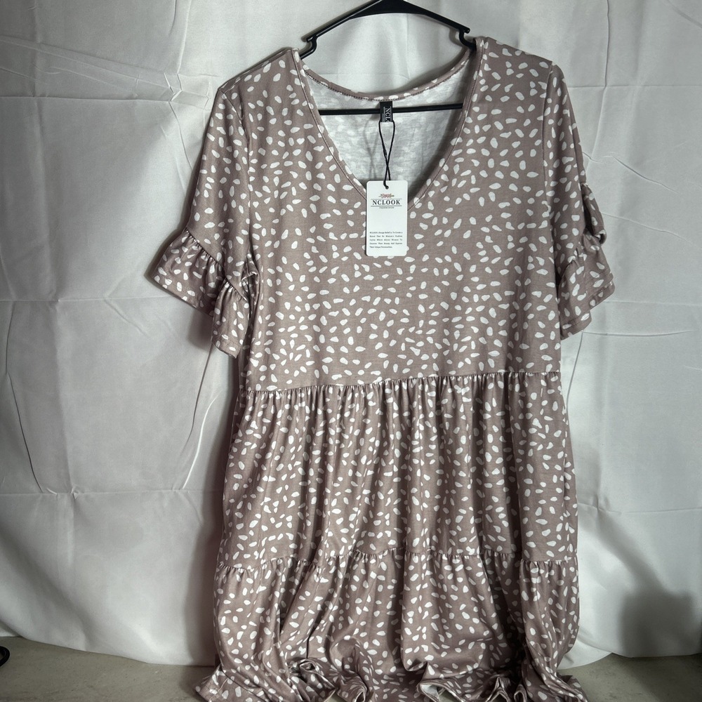 Polk A Dot Dress (Tan With White)